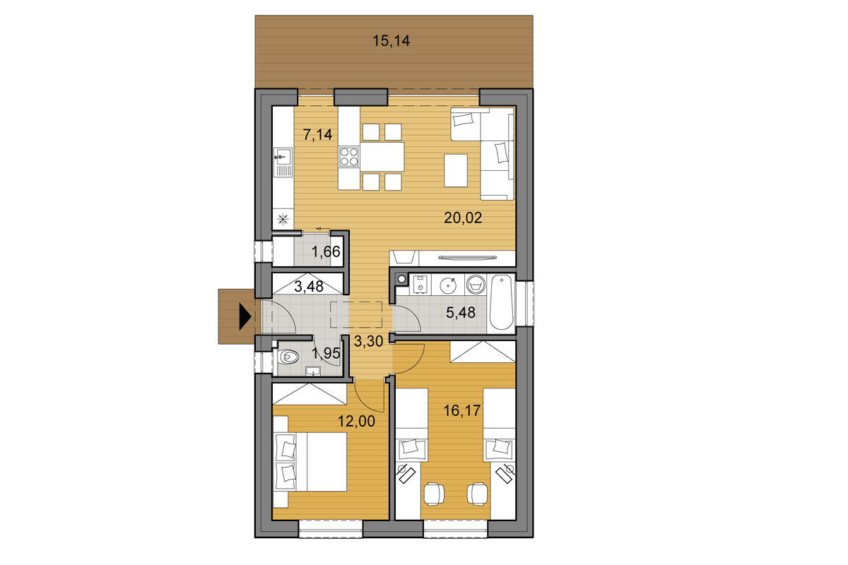 Projekt domu i71 - Pôdorys