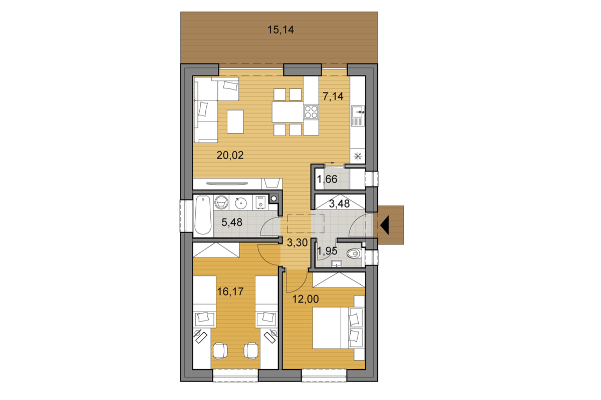 Projekt domu i71 - Pôdorys - Zrkadlený