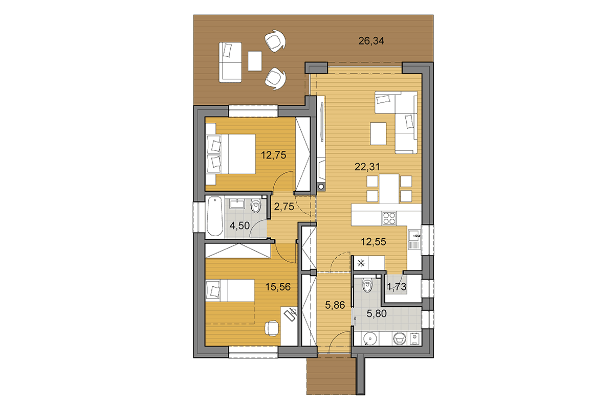 Projekt domu L84 - Pôdorys